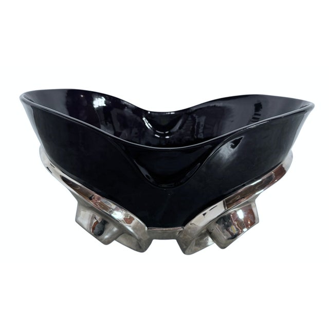 Dolbi Cashier Dolbi Cashier 1980 "New Regency" Chrome & Ceramic Centerpiece For Sale - Image 4 of 12