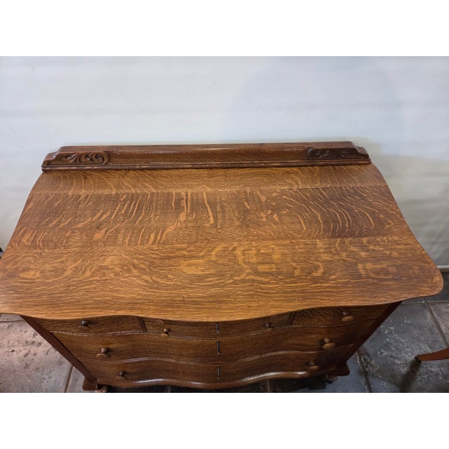 Antique Victorian Solid Tiger Oak Quater Sawn Mission Dresser Chest of Drawers 1880-1918 For Sale - Image 13 of 17