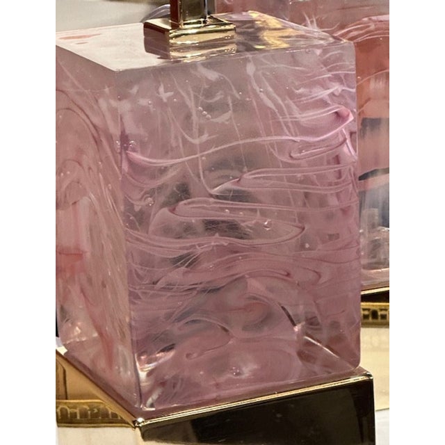 Pink Murano Block Lamps For Sale In Dallas - Image 6 of 7