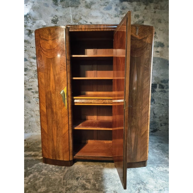 Art Deco French Walnut Wardrobe with Mirrored Door, 1930s For Sale - Image 4 of 18