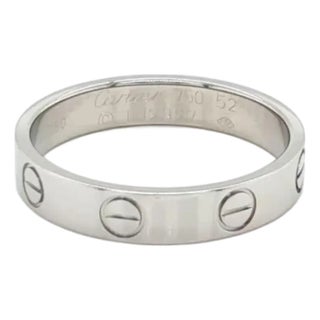Mid 20th Century Cartier Mini Love 18k White Gold 3.6mm Band Ring, Size 6 For Sale