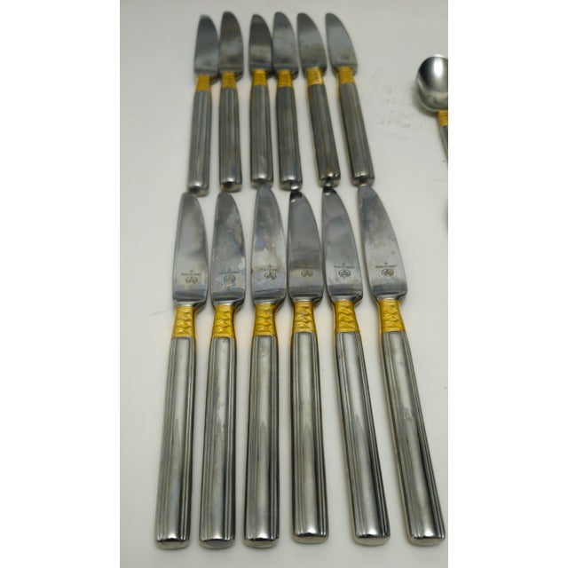 1990s Pfaltzgraff Golden Crossroads Stainless Steel Flatware - 61 Piece Set For Sale - Image 12 of 18