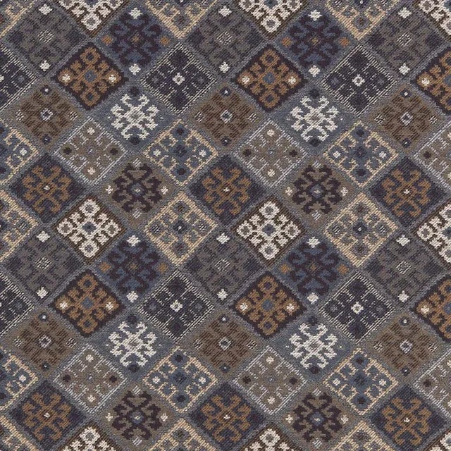 Contemporary Schumacher Kilim Weave Fabric in Denim For Sale - Image 3 of 3