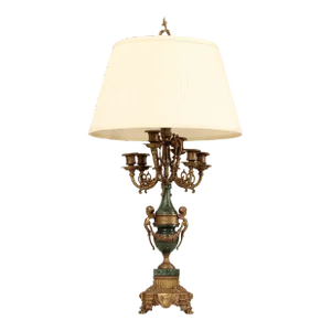 Brevettato Italian Brass and Marble Candelabrum Table Lamp