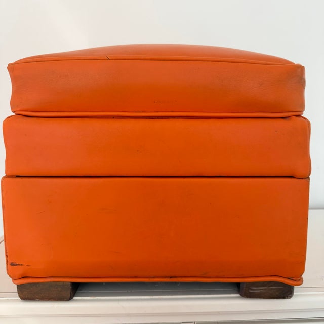 1960s Vintage Orange Vinyl Storage Ottoman, Rectangular For Sale - Image 5 of 12