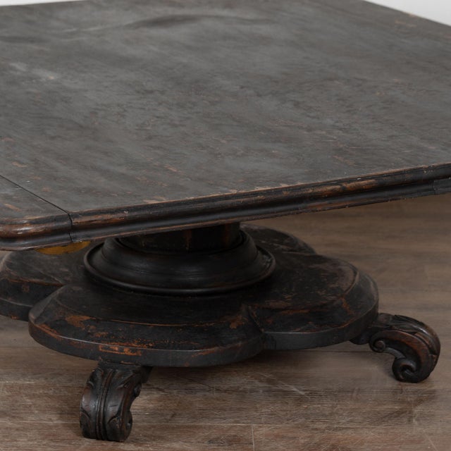 19th Century Black Painted Swedish Large Square Coffee Table For Sale - Image 14 of 17