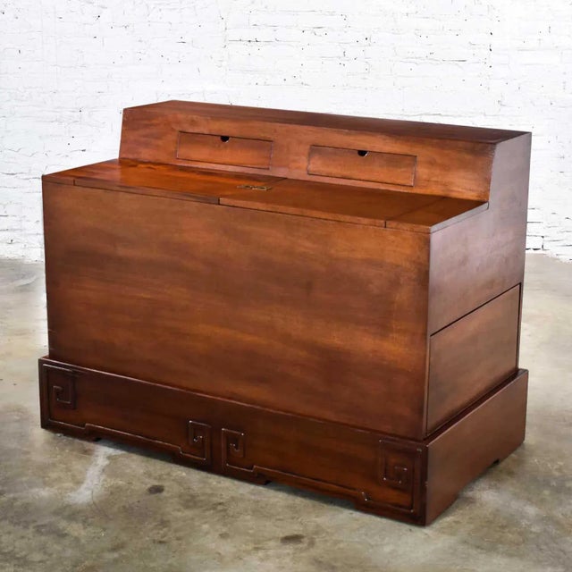 Vintage MCM Art Deco Style Entry Desk or Dry Bar Mahogany by Ima s.a. Bogota, Colombia For Sale - Image 13 of 13