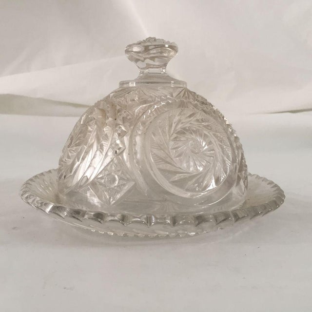 Vintage Cut Glass Lidded Butter Dish Chairish