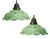 French Green Clichy Marble Patern Glass Pendant Lamp, 1920s, Set of 2 For Sale