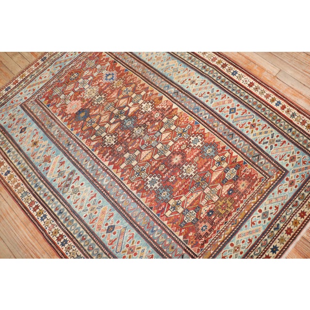 Late 19th Century 19th Century Antique Zabihi Collection Caucasian Chi Chi Kuba Rug - 4'3" x 5'5" For Sale - Image 5 of 9