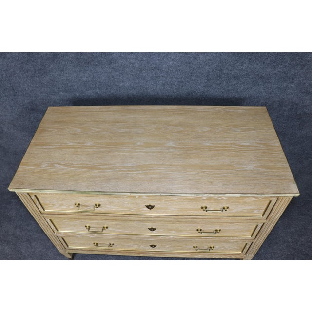 Pair English Made Louis XVI Style Brass Mounted Ceruse Oak Commodes For Sale In Philadelphia - Image 6 of 12
