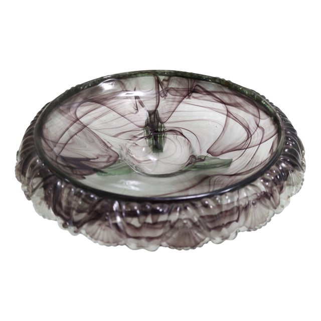 Topaz-Violet Cloud Glass Bowl from Walther, 1930s For Sale