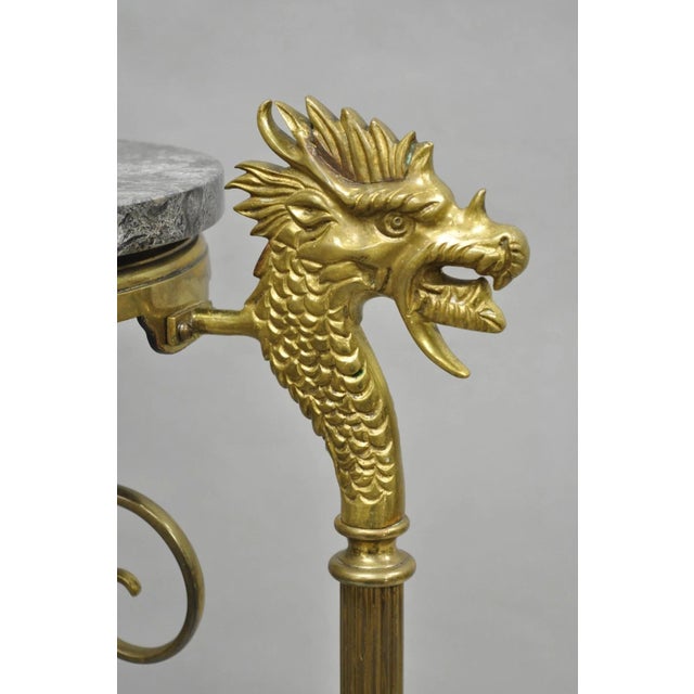Antique Italian Renaissance Brass Figural Dragon Head Pedestal Table Plant Stand For Sale - Image 15 of 15