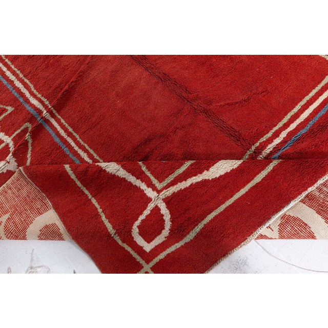 Textile Doris Leslie Blau 1940s Vintage European Art Deco Rug in Crimson & Ivory For Sale - Image 7 of 9