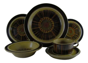 1960s Arabia of Finland Kosmos Handpainted Service for 4 Dinnerware - 24 Piece Set