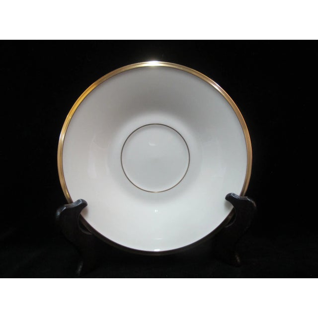 American Lenox Ecru China Gold Rim Eternal Footed Cup & Saucers - Set of 6 For Sale - Image 3 of 7