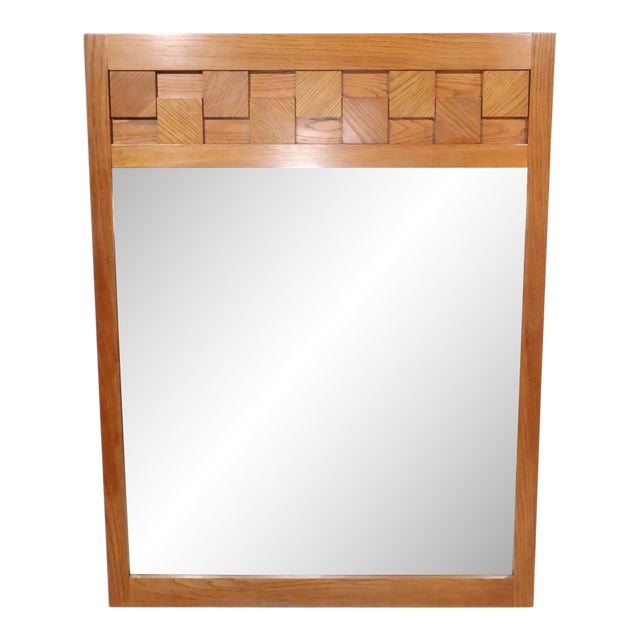 Mid Century Brutalist Lane Stacatto Wall Mirror C. 1970's For Sale