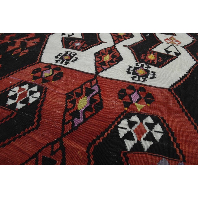 Red 1970s Vintage Handmade Wool Cotton Red Kilim Area Rug For Sale - Image 8 of 11