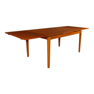 Mid Century Danish Teak Extendable Dining Table For Sale