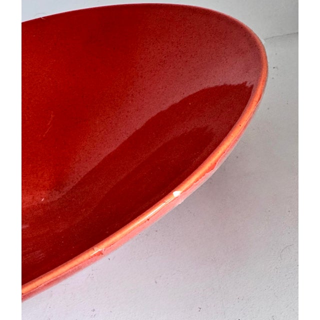 1940s 1940s Mid-Century Modern Orange Haeger Footed Display Decor Bowl For Sale - Image 5 of 11