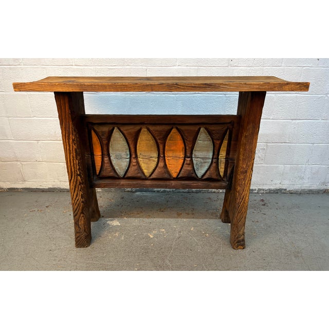 Bring iconic mid-century tiki style home with this striking hand-carved Witco tiki bar and stool set. Featuring the bold...