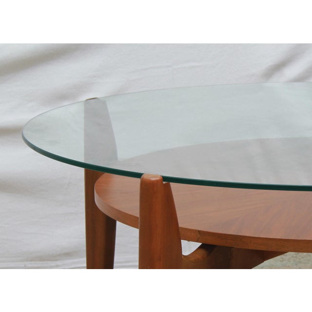 Vintage Coffee Table in Walnut and Glass, 1965 For Sale - Image 6 of 8