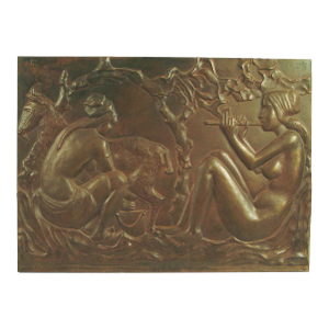 French Fireplace Plaque Featuriing Naked Women and a Goat -- Art Nouveau Period