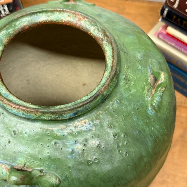 Wabi Sabi Character Green Glazed Stoneware Water Jar For Sale - Image 14 of 15
