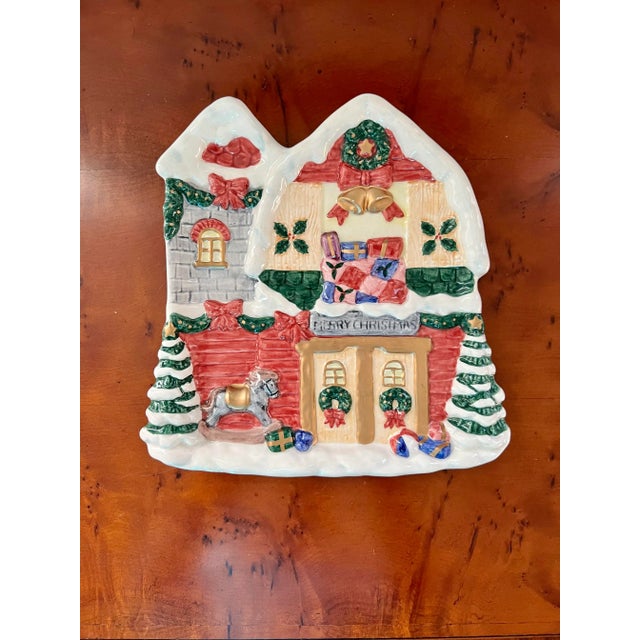 White Vintage Fitz and Floyd Christmas Plate For Sale - Image 8 of 8