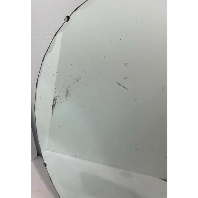 Early 20th Century Vintage Art Deco Unframed Round Wood Back Beveled Edge Mirror For Sale - Image 5 of 7