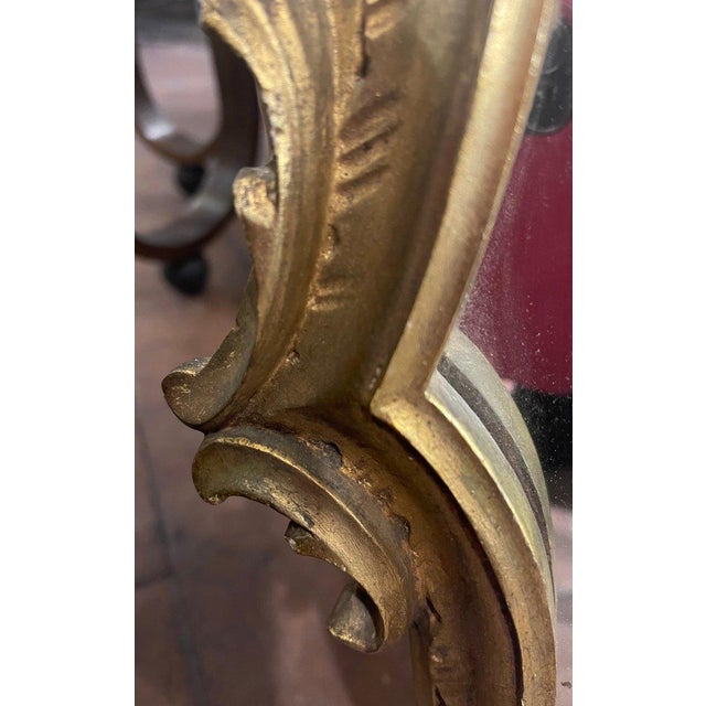 1960s Italian Hand-Carved Gilded Wood Frame Mirror, 1960s For Sale - Image 5 of 8