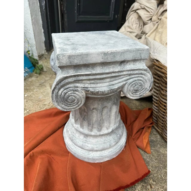 SEO Product Title: Light Grey Ionic Column Pedestal – Greek Style Display Stand Meta Description: Add classical elegance...