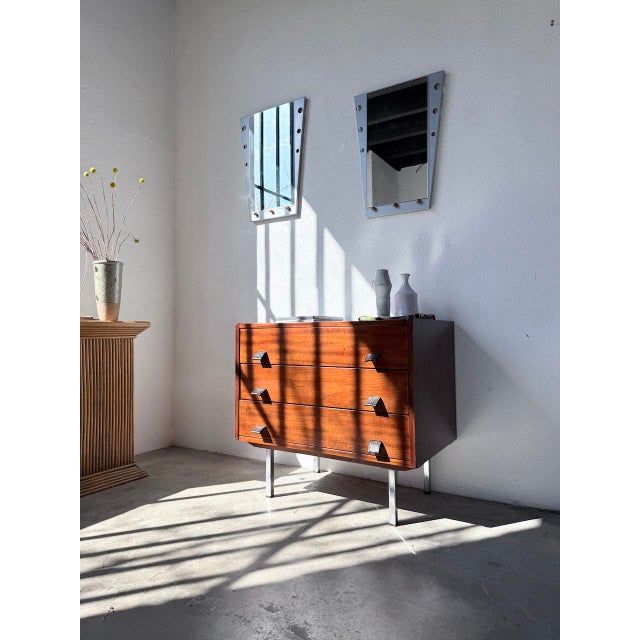 Wood Teak Chest of Drawers with Leather Handles, 1960s For Sale - Image 7 of 18