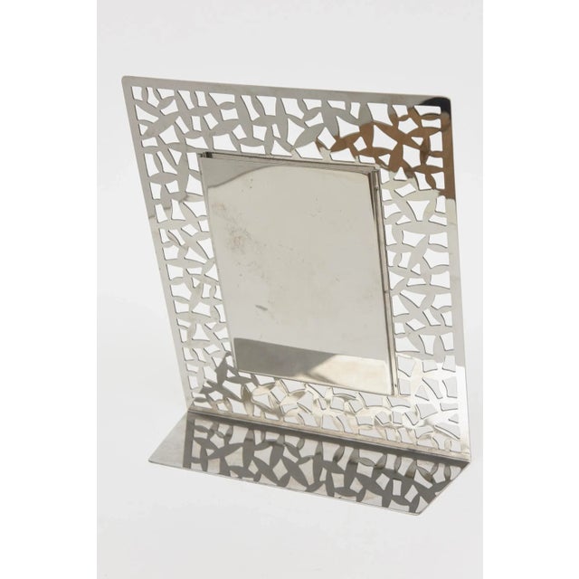 Silver Vintage Signed Alessi Italian Stainless Steel Picture Frame Cactus Pattern, Italy For Sale - Image 8 of 10