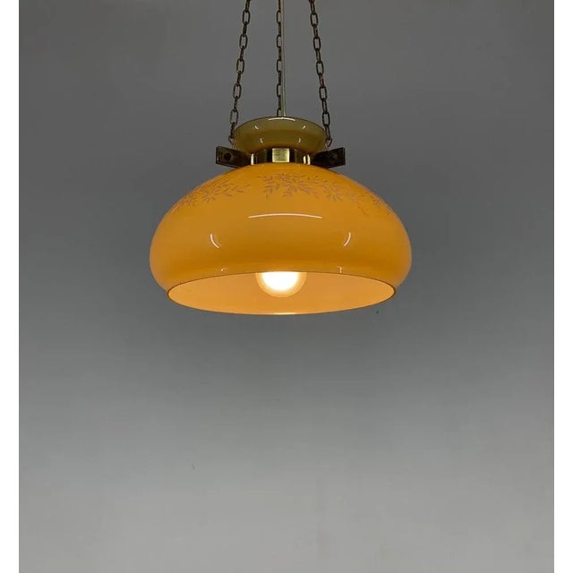 1950s Glass & Brass Pendant Light, 1950s For Sale - Image 5 of 10