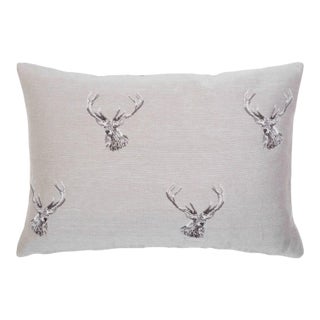 Highland Stags Country Linen Tapestry Cushion With Feather Filler - 33x46cm (13"x18") For Sale