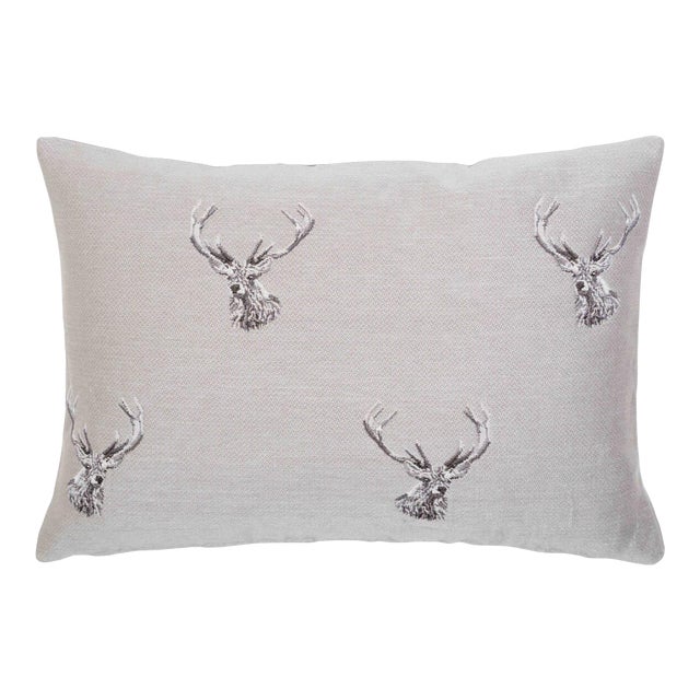 Highland Stags Country Linen Tapestry Cushion With Feather Filler - 33x46cm (13"x18") For Sale