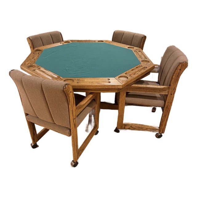 Vintage Hippopotamus Octagonal Oak Game Table For Sale