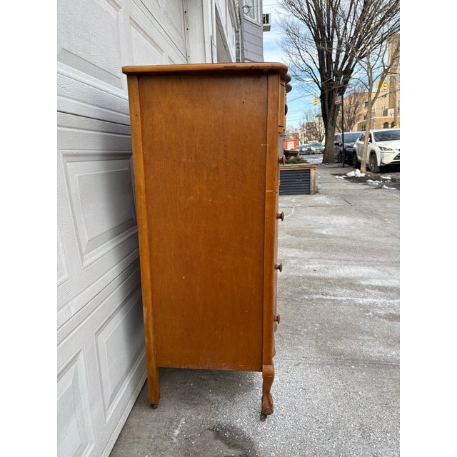 Early 20th Century Antique Queen Anne Revival Dresser Chest of Drawers | Early 1900s Colonial Revival Solid Wood Tall Bedroom Dresser Storage Furniture For Sale - Image 5 of 12