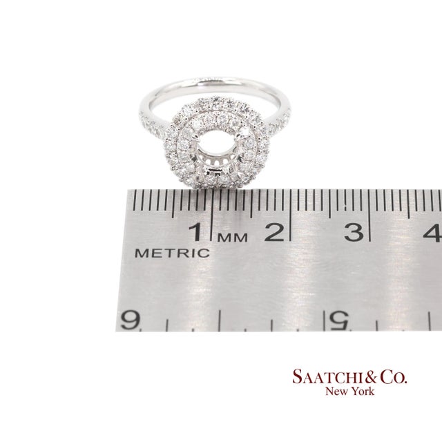 Platinum 950 Natural Brilliant Diamond Semi Mount Ring Size 6.5 For Sale - Image 9 of 9