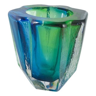 Vintage Organic-Shaped Glass Vase in Blue and Green Tones by Göran Wärff for Kosta Boda, 1970s For Sale