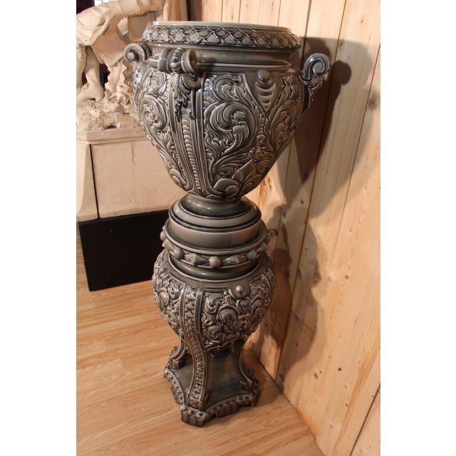 Earthenware Cachepot and Column attributed to Massier, 1890s, Set of 2 For Sale - Image 9 of 10