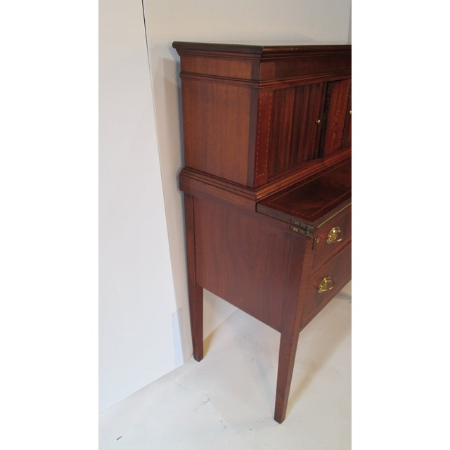 1940s Custom Made Mahogany Tambour Desk 2pc For Sale In Portland, ME - Image 6 of 9