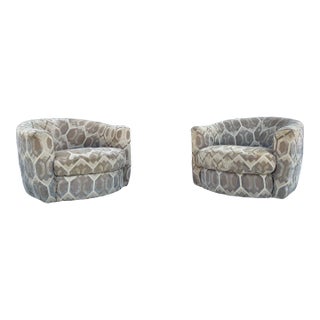1960s Mid-Century Style Geometric Swivel Lounge Chairs - Set of 2 For Sale