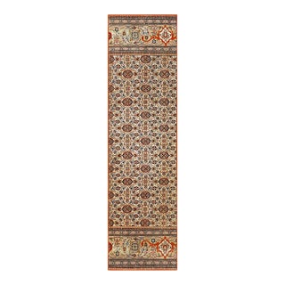 Vintage Persian Tabriz Taba Tabai Wool 3x10 Orange & Ivory Handmade Runner Rug #1144064 For Sale