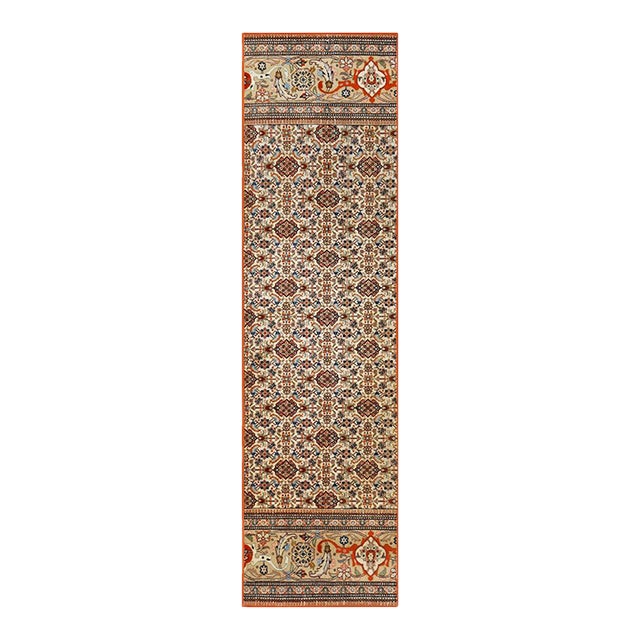 Vintage Persian Tabriz Taba Tabai Wool 3x10 Orange & Ivory Handmade Runner Rug #1144064 For Sale
