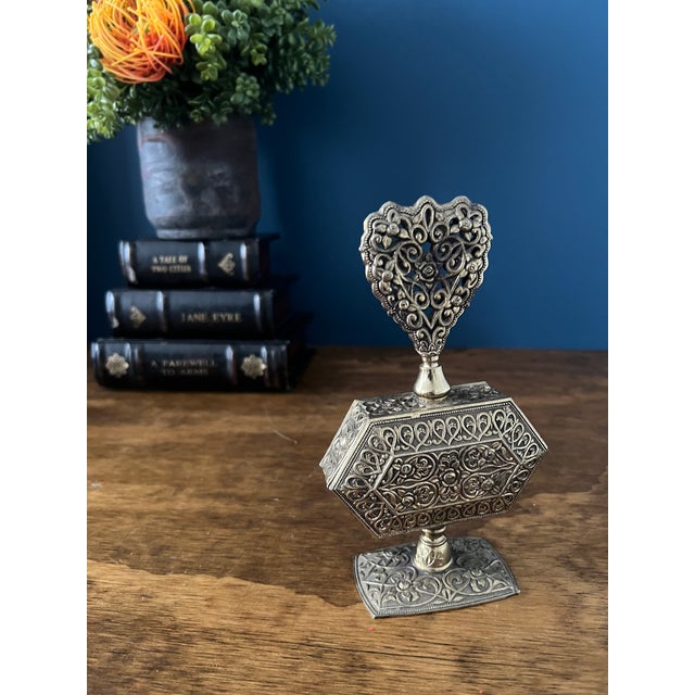 Vintage Ornate Brass Perfume Bottle For Sale - Image 4 of 12