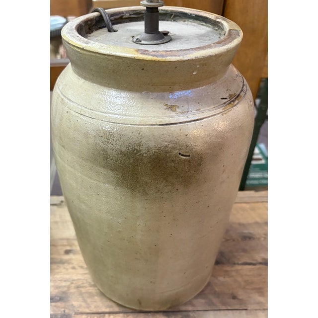 Poor of Antique American Salt Glaze Lamps Converted Into Lamps in the Mid Century For Sale In New York - Image 6 of 9