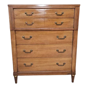Century Furniture Mid 20th-C. Italian Tuscan Walnut & Brass Chest of Drawers