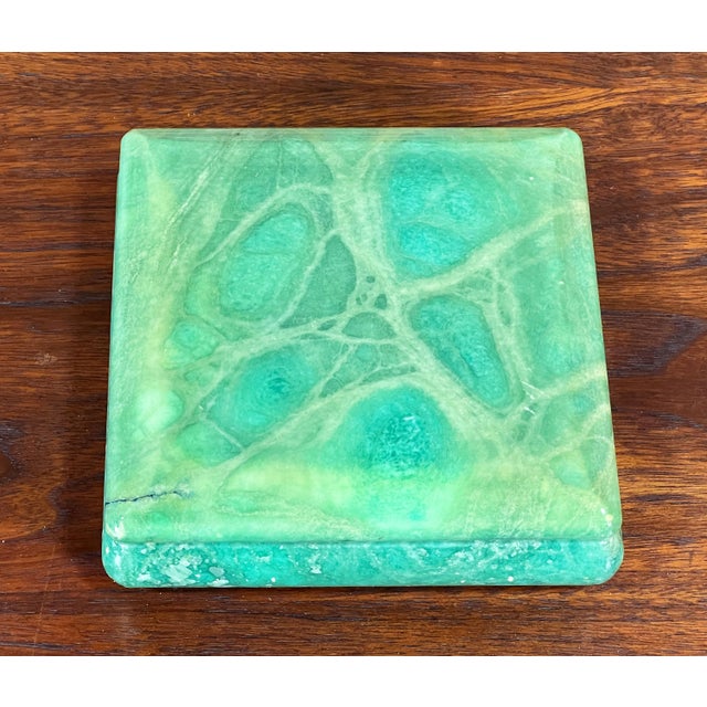 Vintage Italian Green Alabaster Swivel Top Lidded Vanity / Trinket Box For Sale In Providence - Image 6 of 8